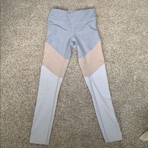 Outdoor Voices grey and tan color block legging